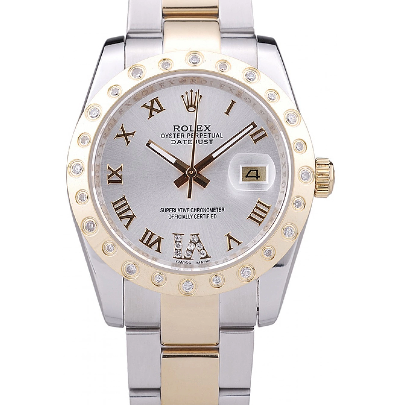 Aaa replica watch Rolex Datejust 7464 Diamond White Bezel Dial 0611